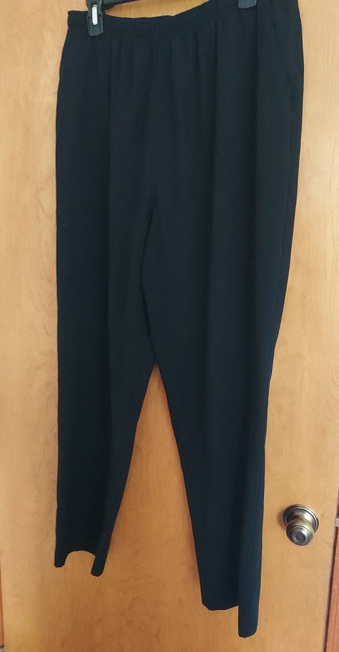 Vintage Tanjay size 16 Black Velour Dress Pants pockets pull on lining Hi rise